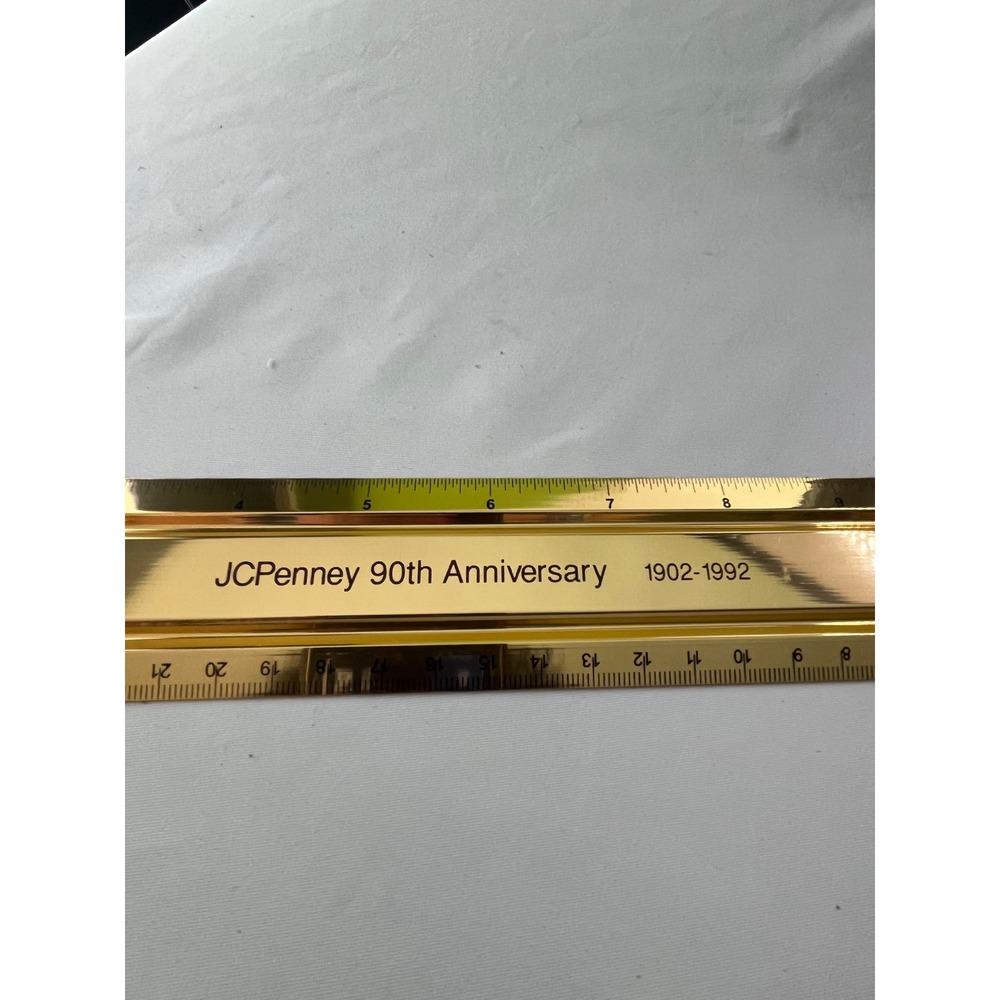 VTG‎ JCPenney 90th Anniversary Brass Ruler 1902-1992 The Penney Idea Gold Tone